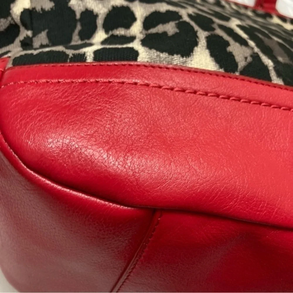COACH Park Ocelot Print N/S Black Multicolor red F25178